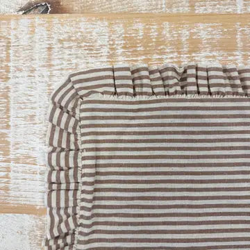 Set of 4 Brown Striped Ruffle Placemats