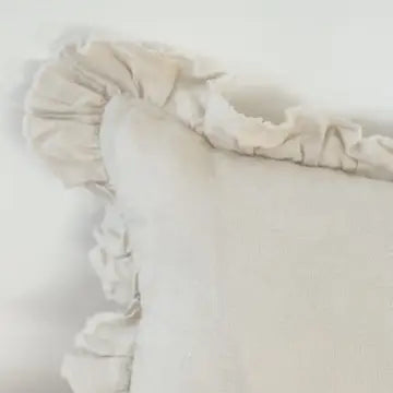 Hallie Ruffled Linen Cushion Cover- Cream 20"x20"