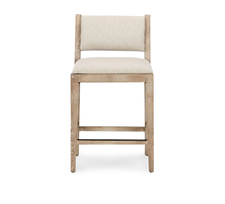 Neutral Fabric Stool with Wood Frames