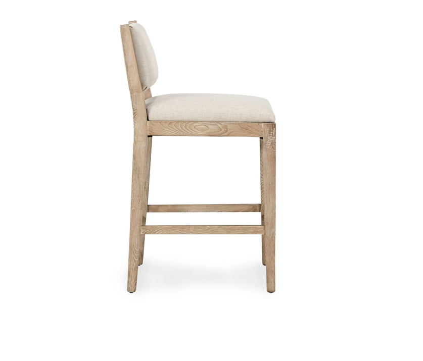Neutral Fabric Stool with Wood Frames