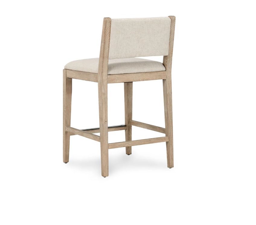 Neutral Fabric Stool with Wood Frames