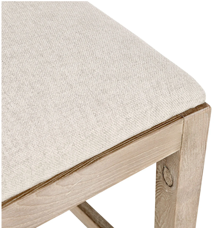 Neutral Fabric Stool with Wood Frames