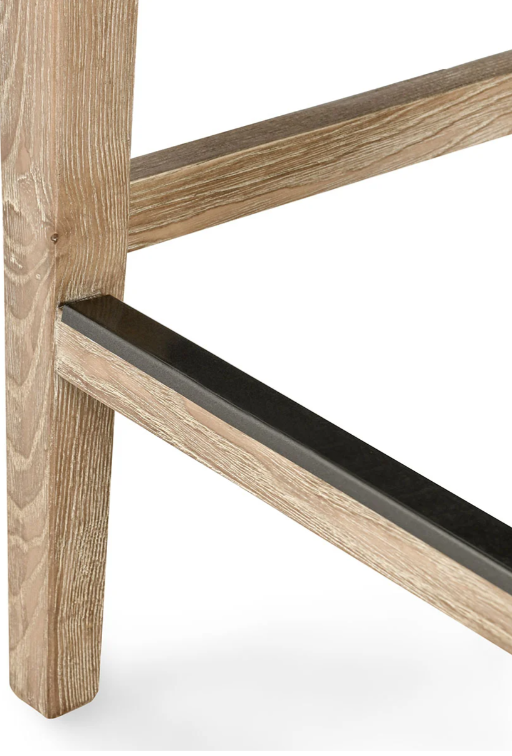 Neutral Fabric Stool with Wood Frames