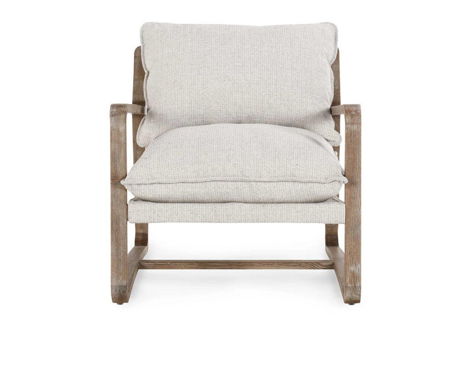 Neutral Sling Back Chair with Wood Details
