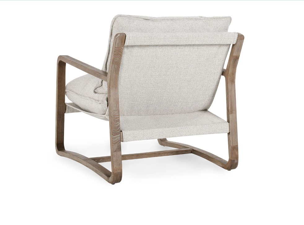 Neutral Sling Back Chair with Wood Details