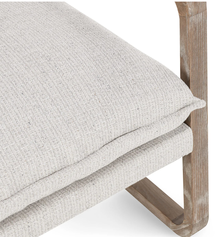 Neutral Sling Back Chair with Wood Details