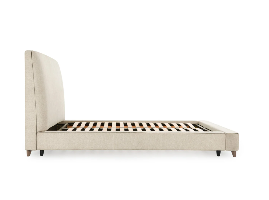 Neutral Off-White Upholstered Bed