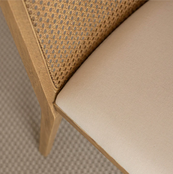 Cane Dining Chair - Oyster Linen/Natural Wash Frame