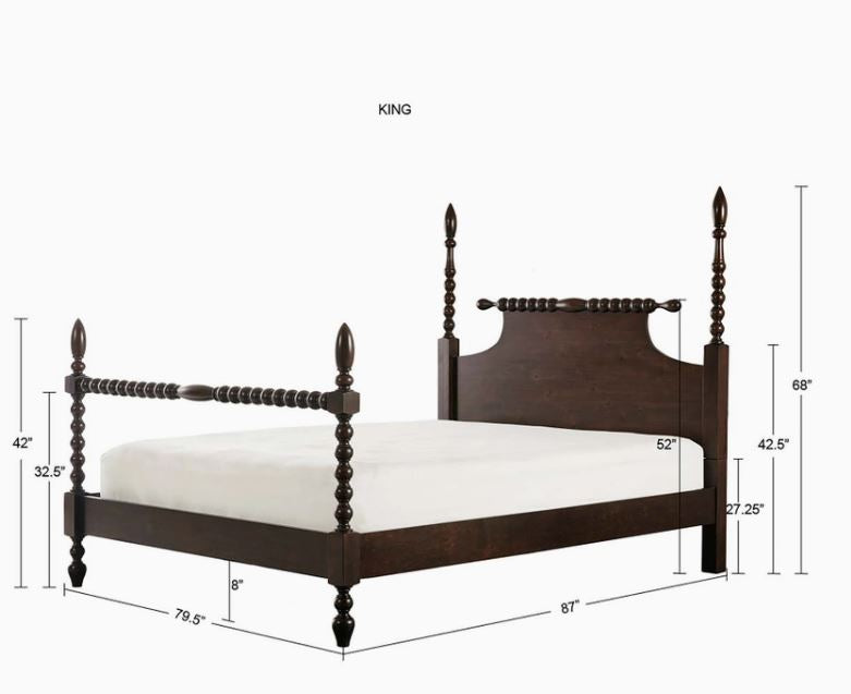 Rolling Pin Style Turned Post Bed Bedframe, Morocco Brown