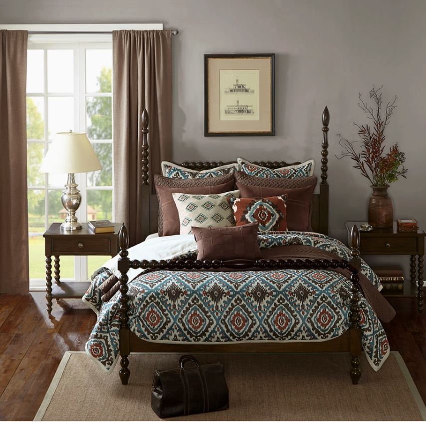 Rolling Pin Style Turned Post Bed Bedframe, Morocco Brown
