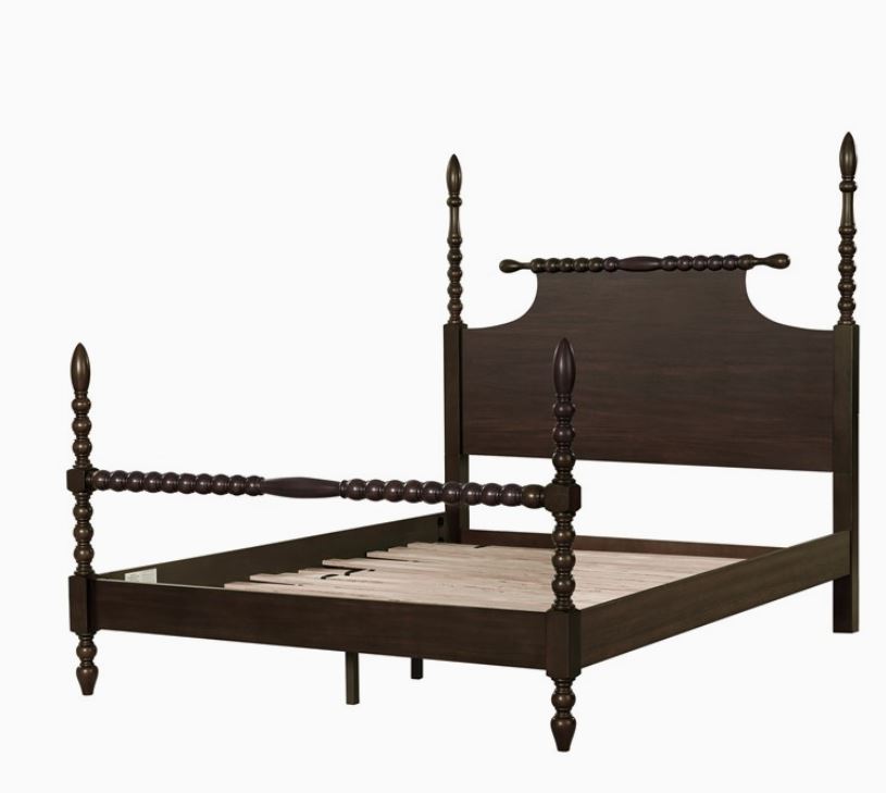 Rolling Pin Style Turned Post Bed Bedframe, Morocco Brown