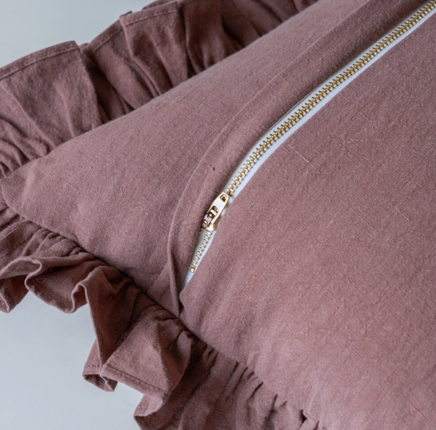 Cocoa Ruffle Pillow Cover