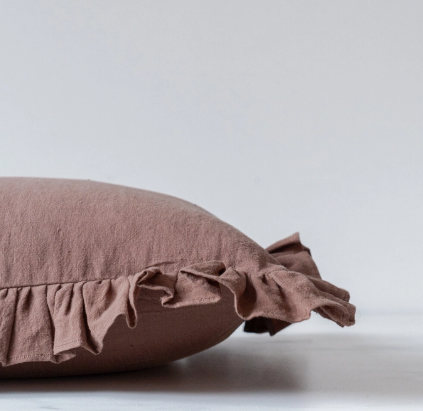 Cocoa Ruffle Pillow Cover