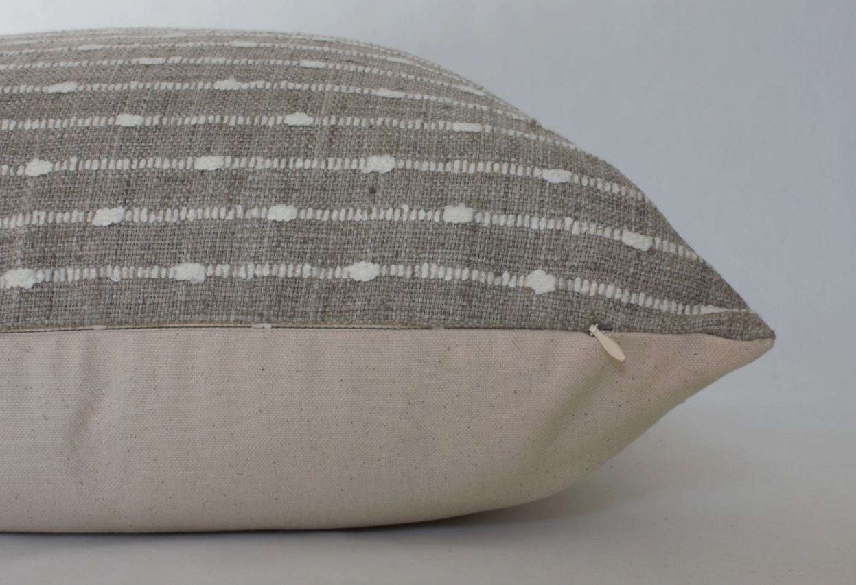Cream Lumbar Pillow Cover, Neutral Striped Pillow