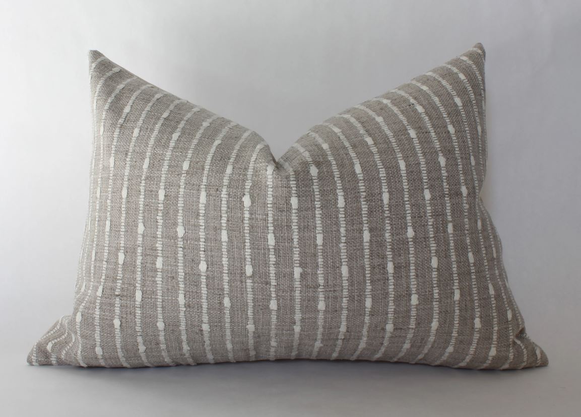 Cream Lumbar Pillow Cover, Neutral Striped Pillow