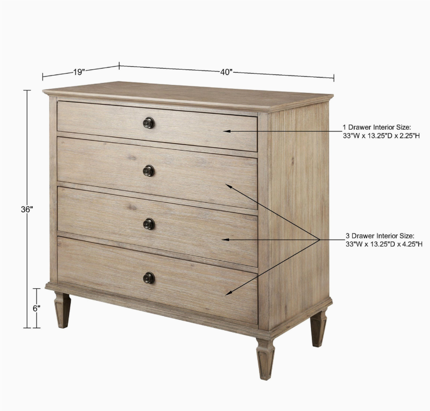 European Country Style 4-Drawer Dresser