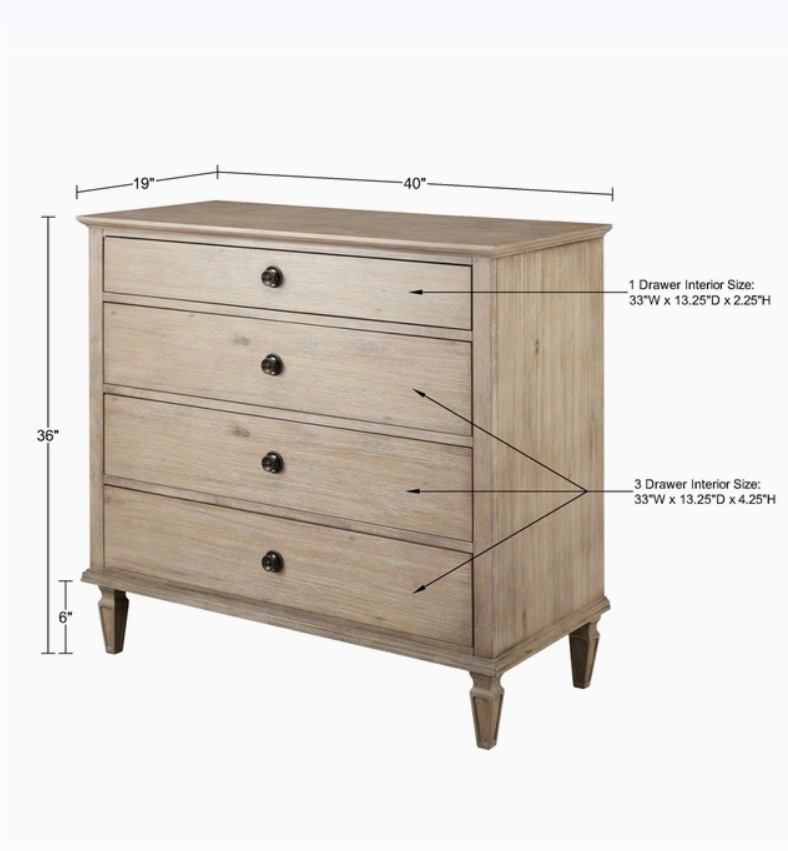 European Style 4-Drawer Dresser