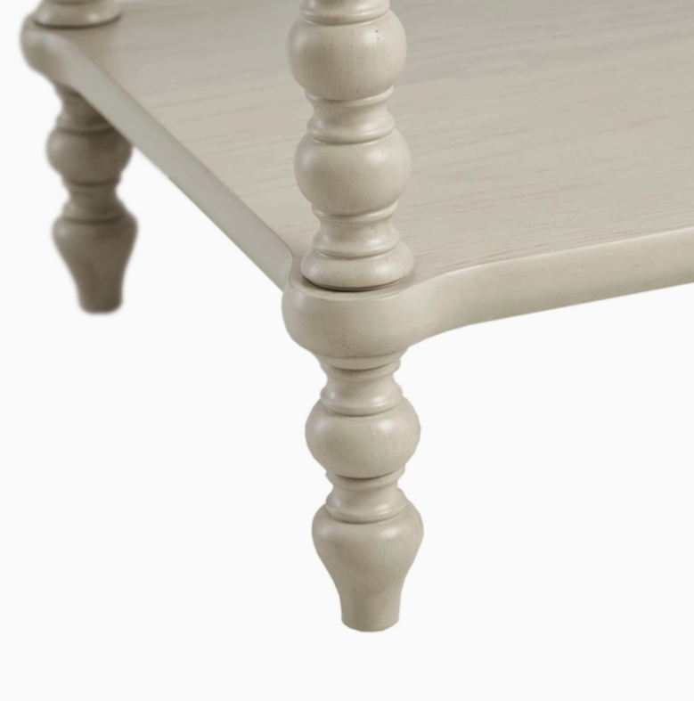 Farmhouse Wood Nightstand with Turned Legs - Cream