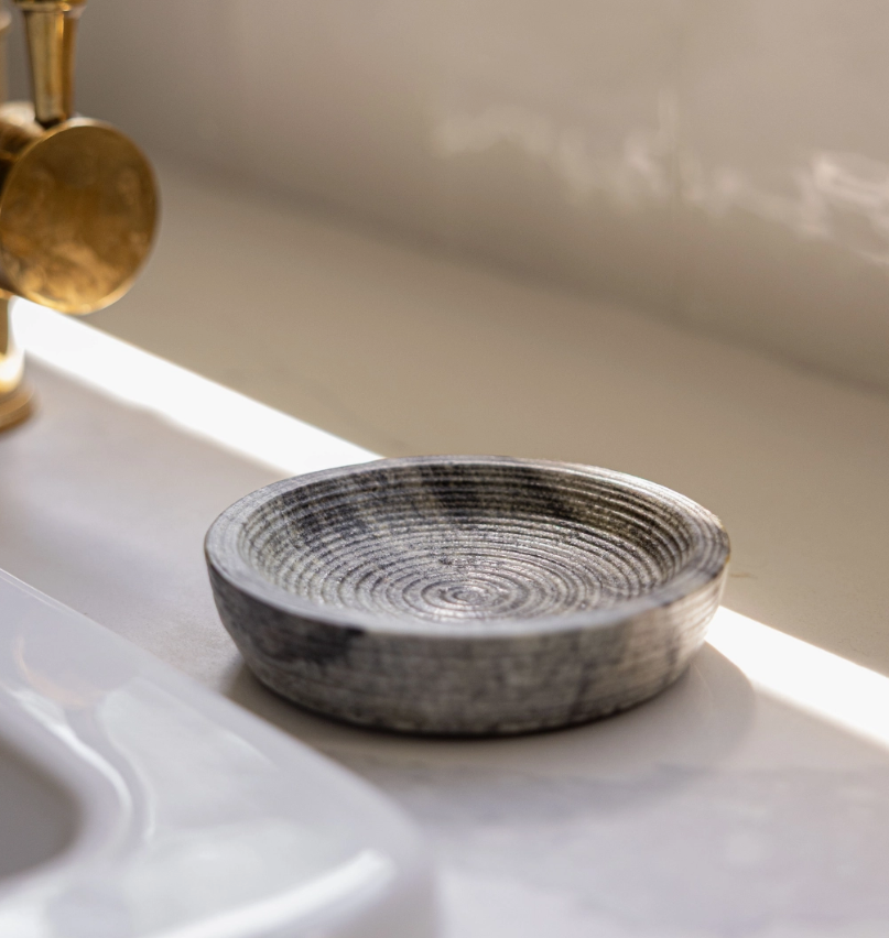 Grey Marble Soap & Brush Holder