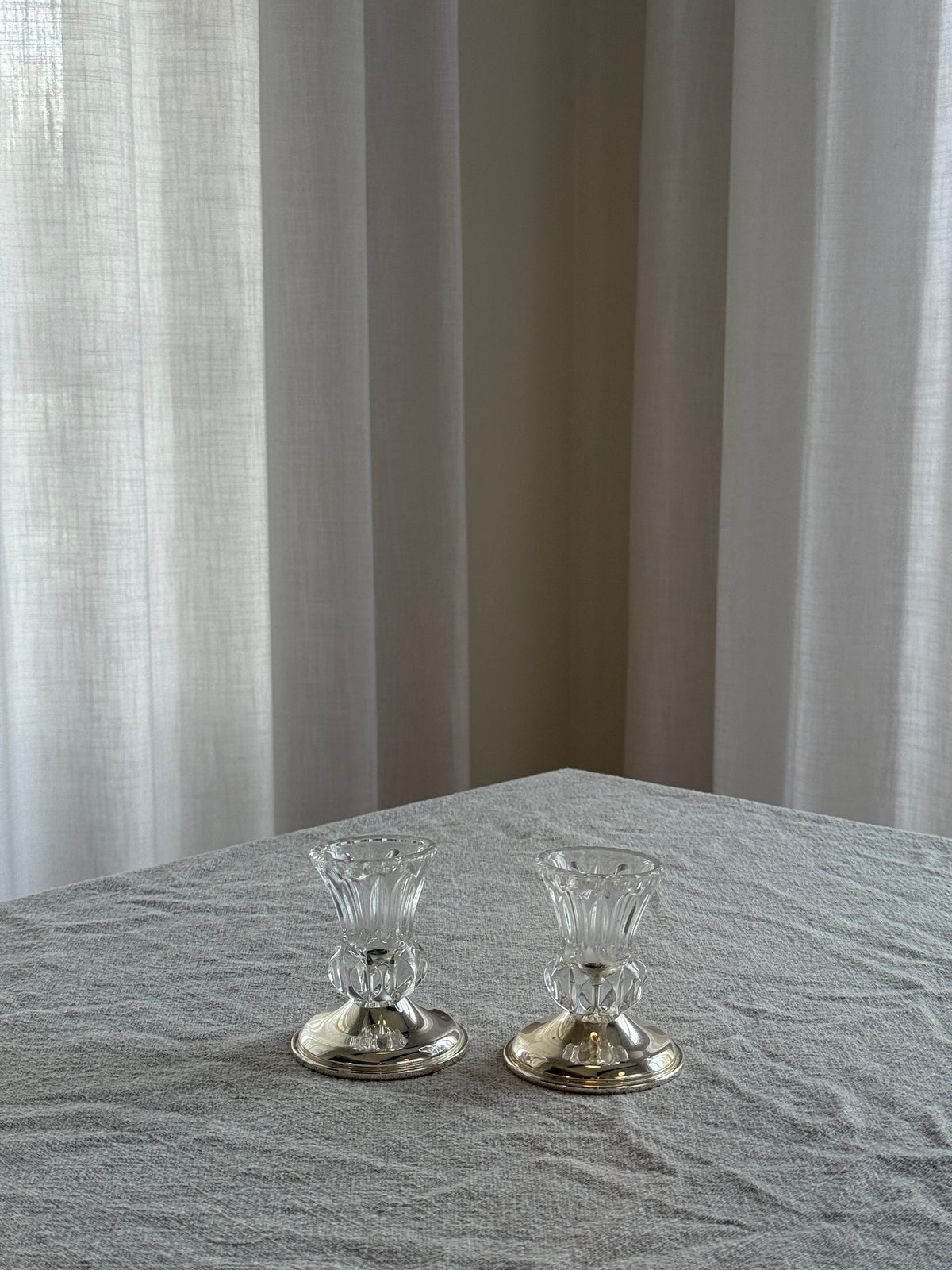 Glass and Silver Plated Candle Holders