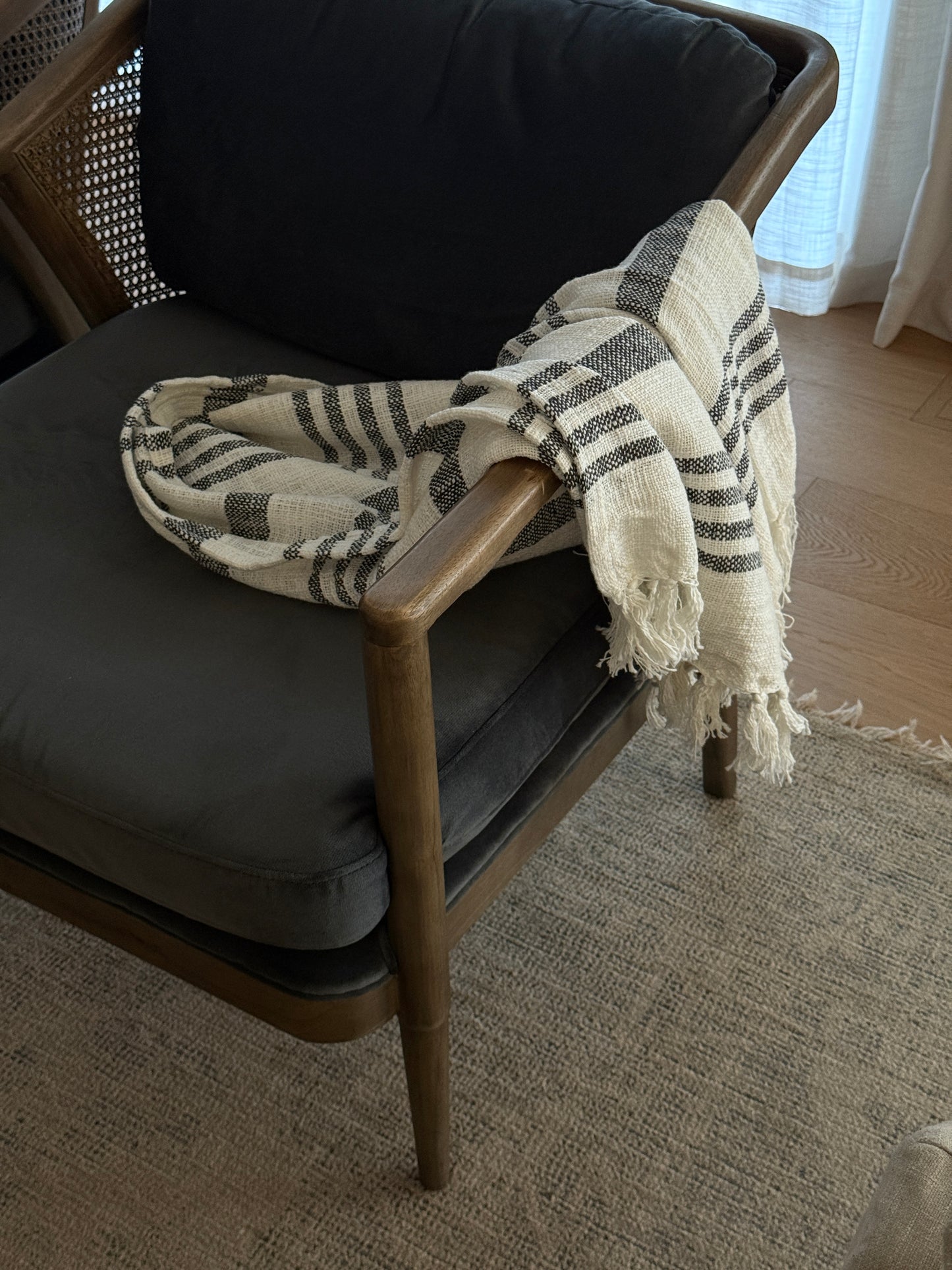 Striped Cotton Throw with Tassels
