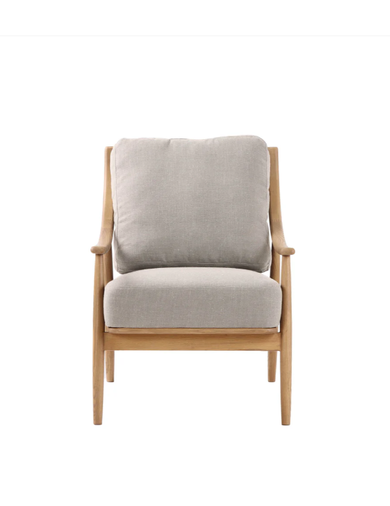 Kinsley Club Chair - Light Linen/ Natural Frame