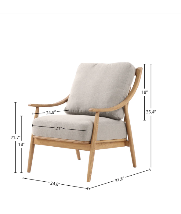 Kinsley Club Chair - Light Linen/ Natural Frame