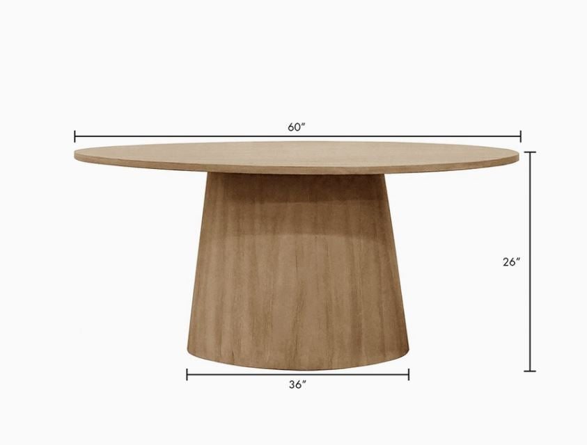 Oval Modern Rustic Dining Table 26”H in Wheat