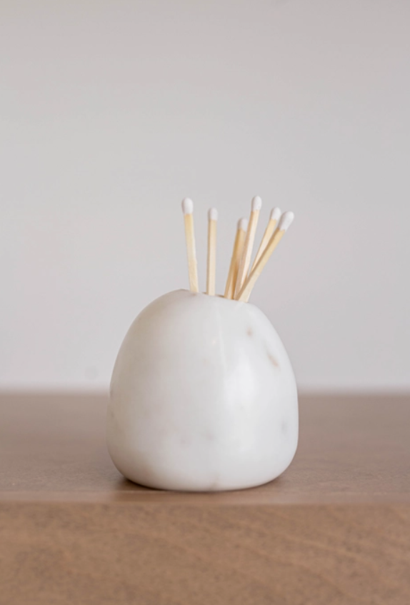 White Marble Match Holders