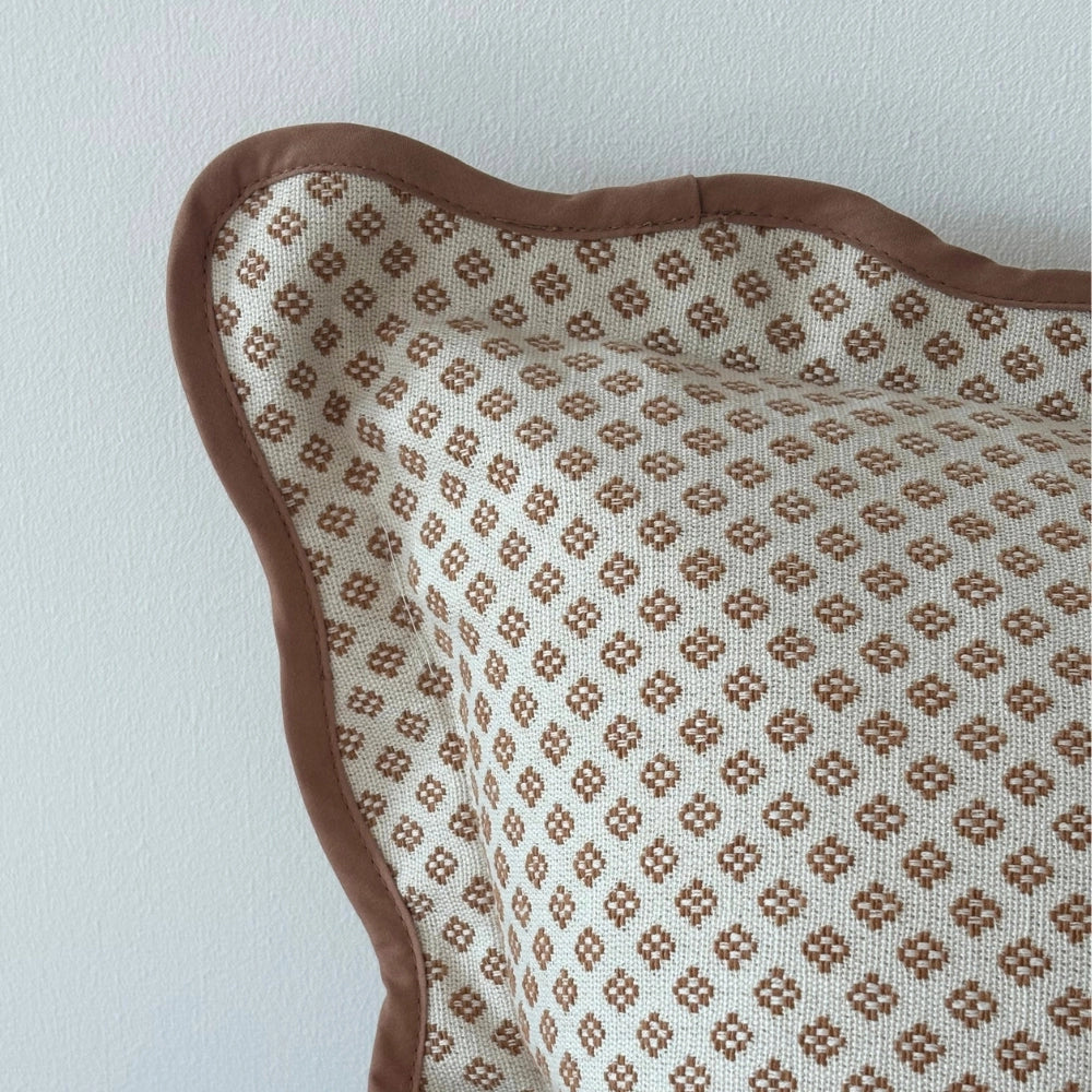 Chloe Light Brown Scalloped Edge Pillow Cover