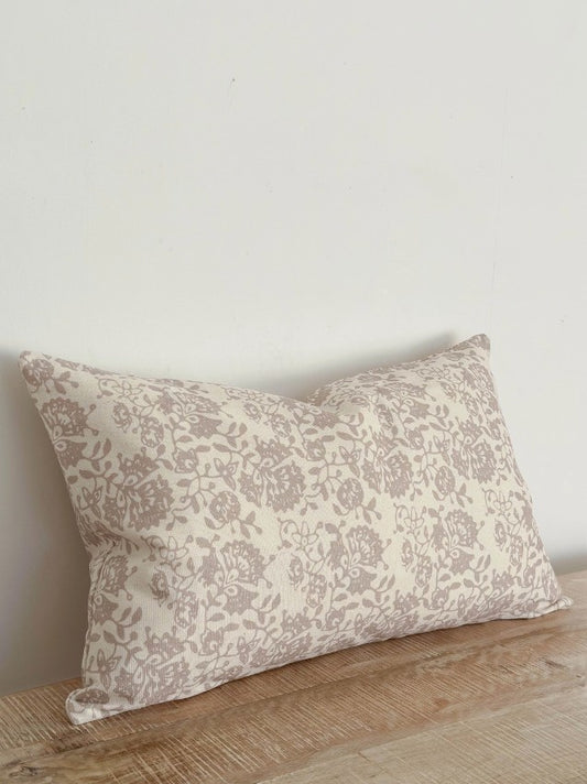 Aria Cotton Cushion Cover- Beige Print