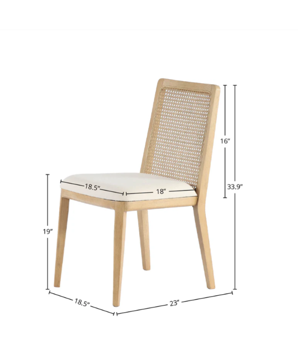 Cane Dining Chair - Oyster Linen/Natural Frame