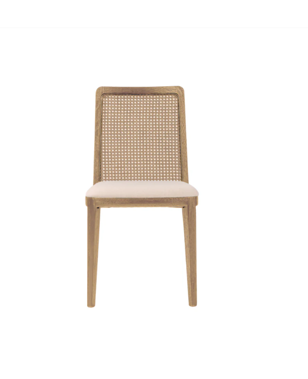 Cane Dining Chair - Oyster Linen/Natural Frame