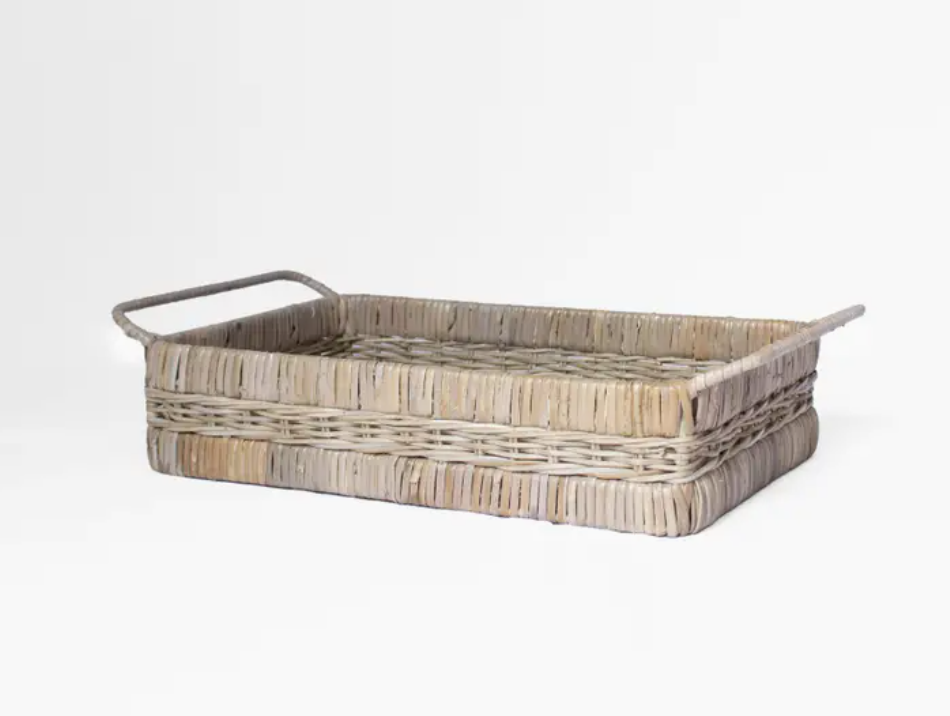 Willow Rattan Deep Tray with Metal Frame