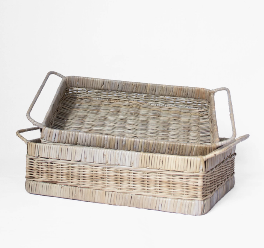 Willow Rattan Deep Tray with Metal Frame