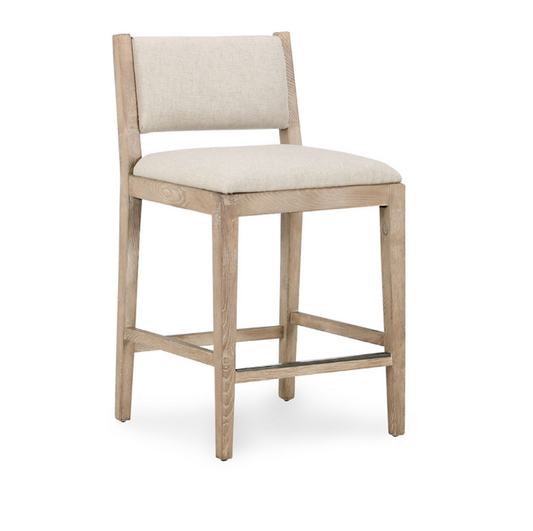 Neutral Fabric Stool with Wood Frames