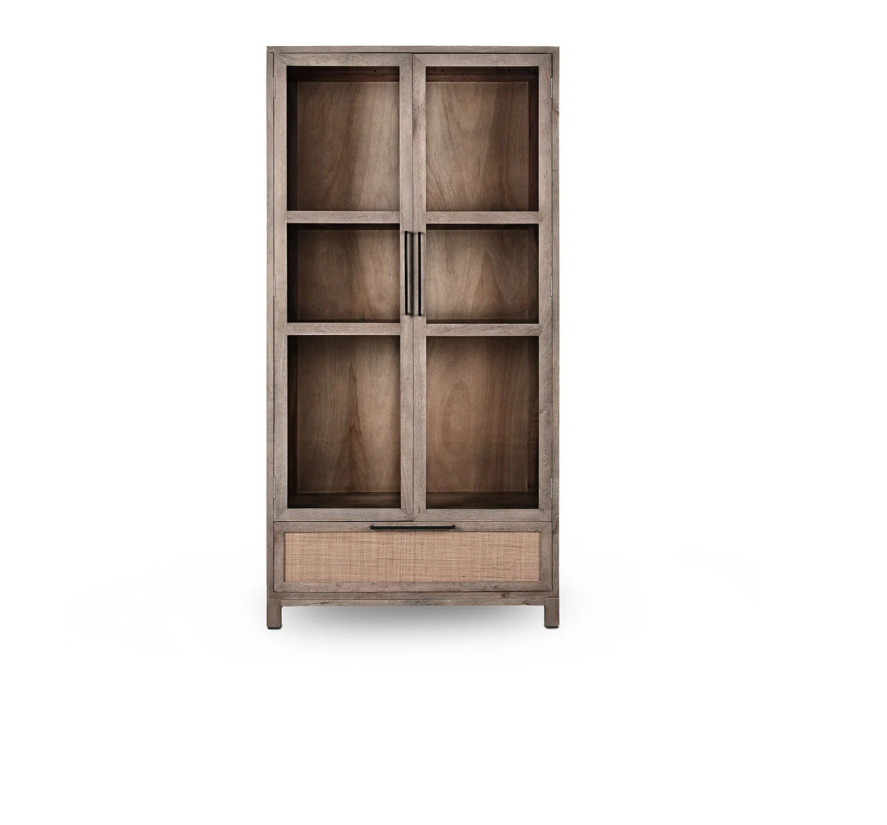 Wood Cabinet with Cane Detail