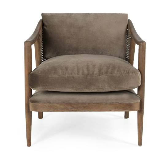 taupe cane accent chair 