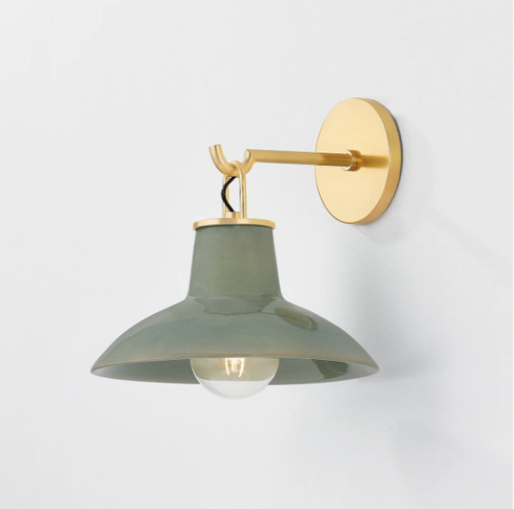 Pottersville Wall Sconce - Aged Brass with Ceramic Moss Crackle