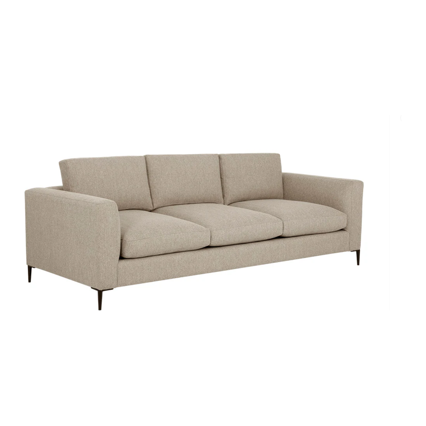 Down filled beige sofa with performance fabric