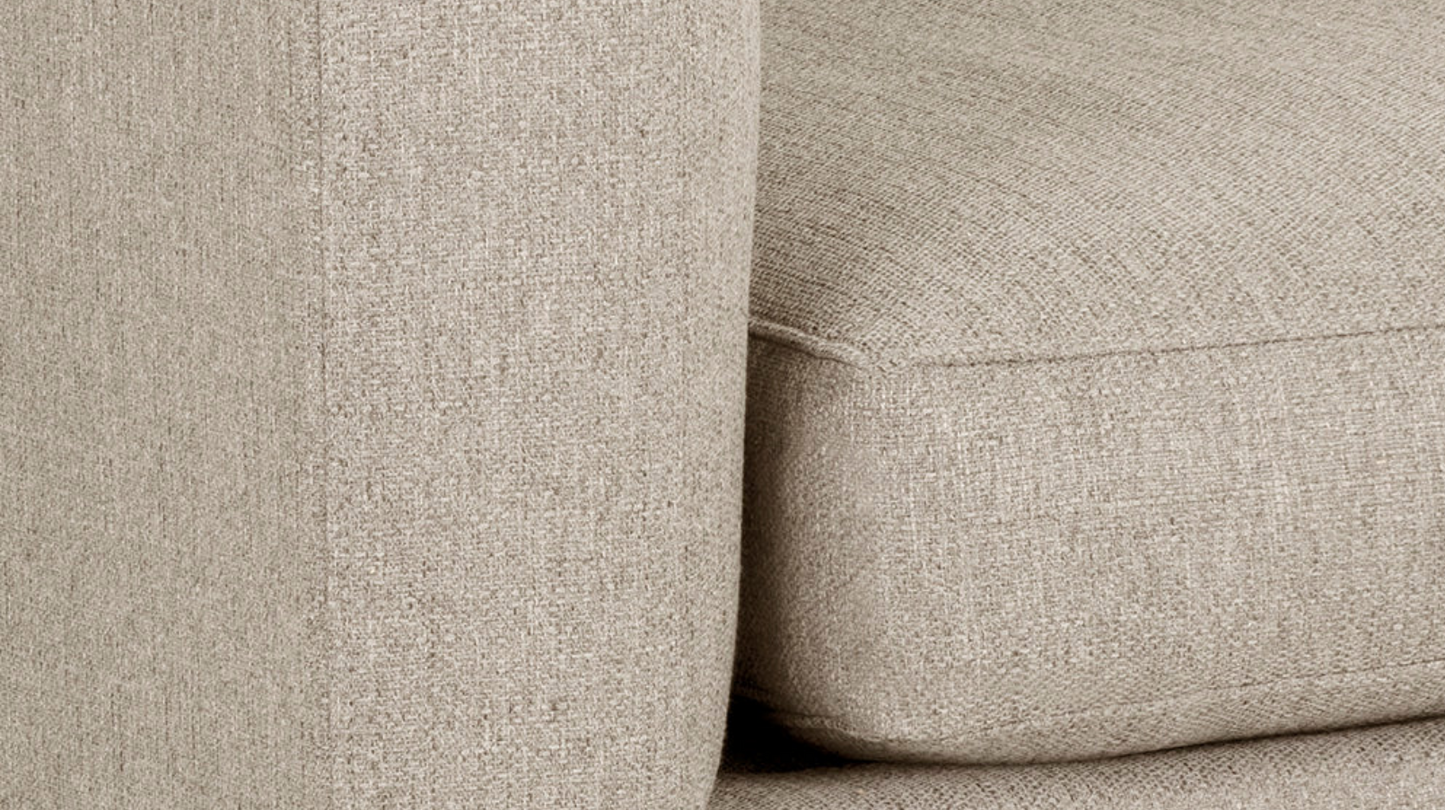 Down filled beige sofa with performance fabric