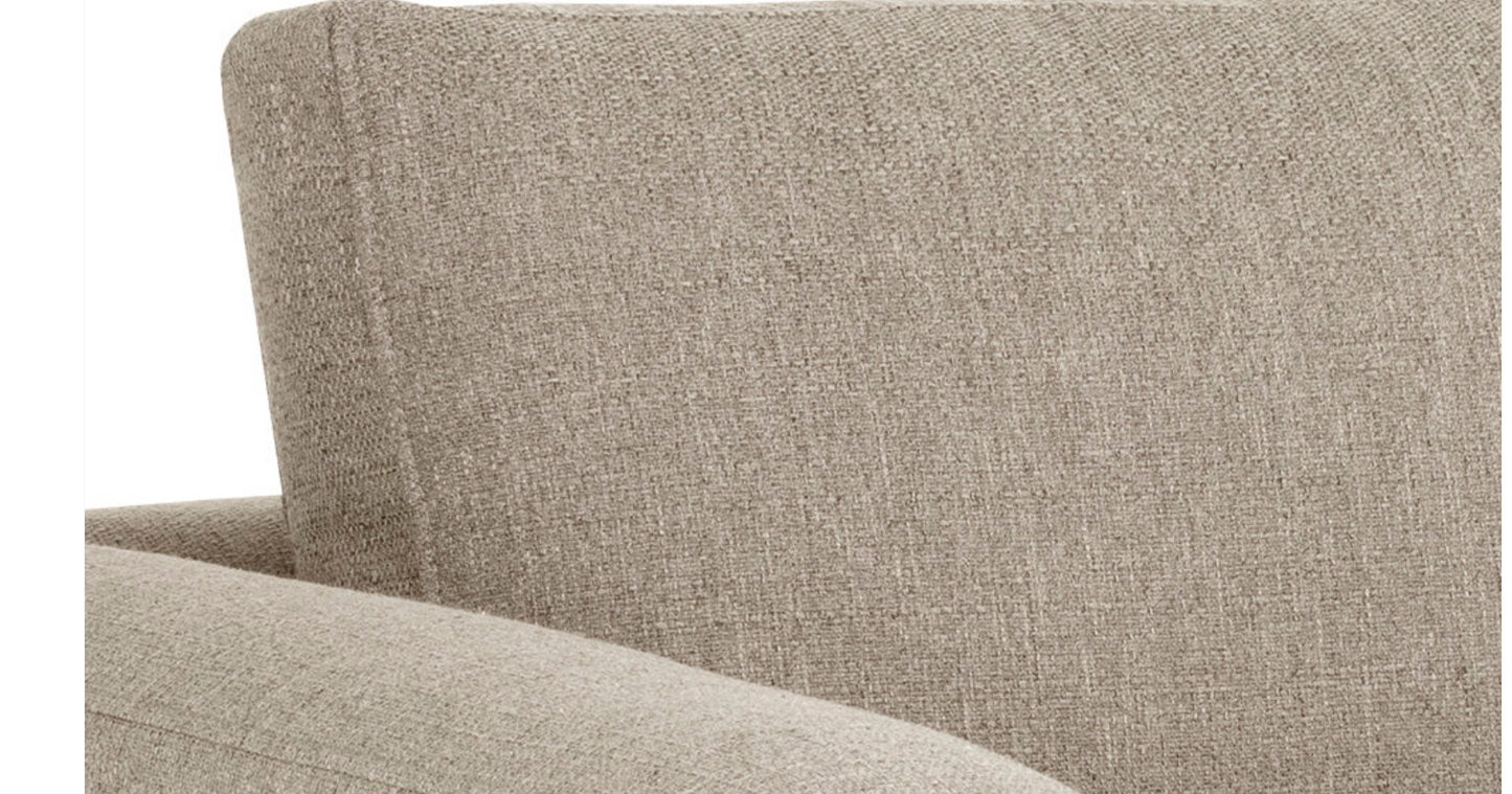 Down filled beige sofa with performance fabric