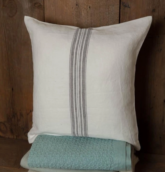 Maison Linen Pillow Cover - White/Charcoal