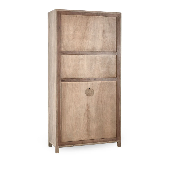 Wood Cabinet with Cane Detail