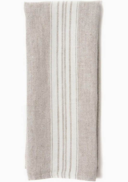 Maison Linen Hand Towel - Beige with White Stripes