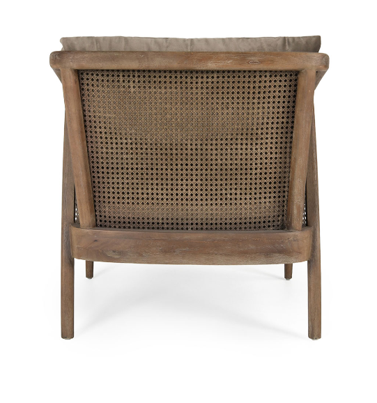 neutral taupe cane accent chair 