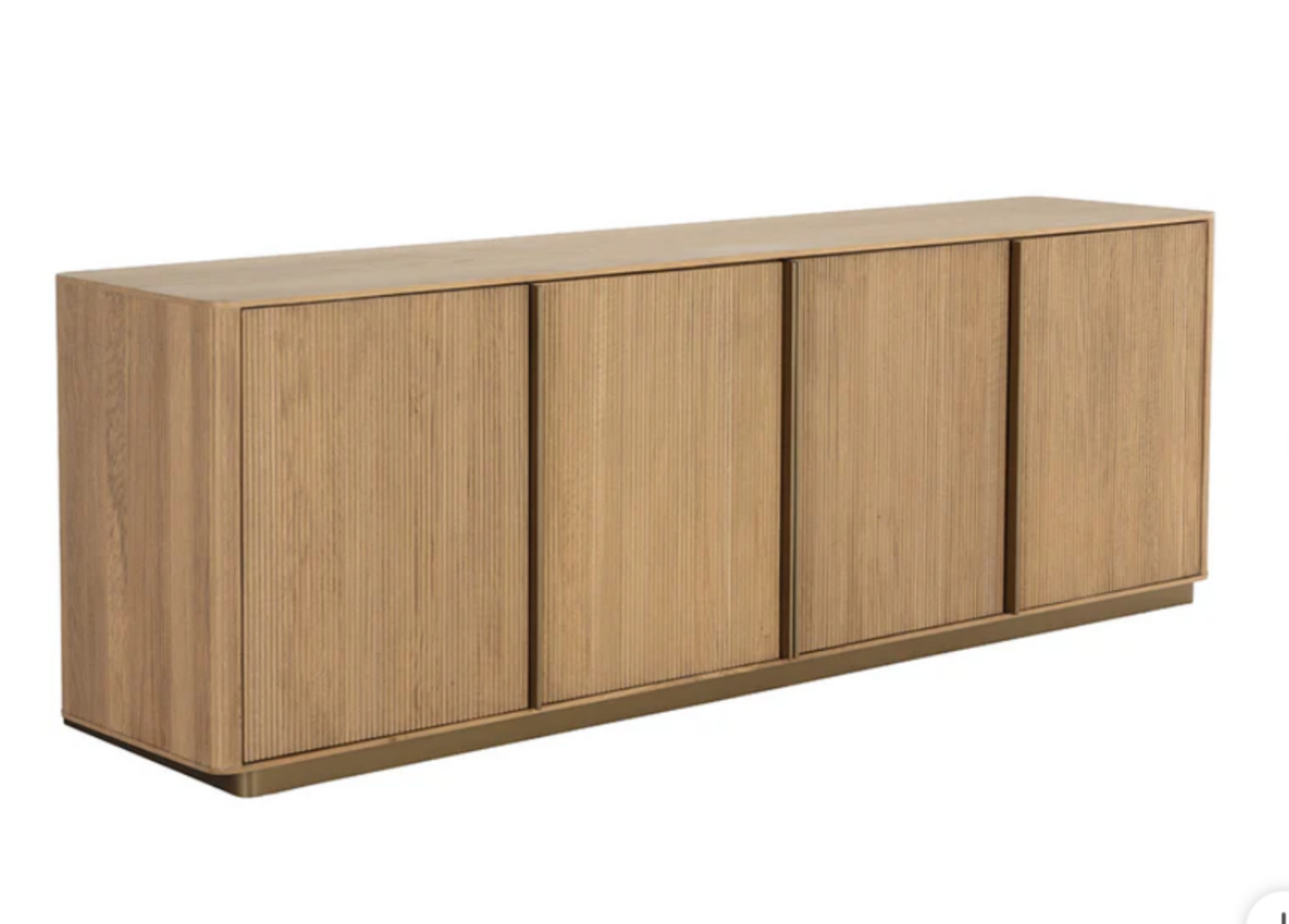 Sideboard with rustic oak veneer and vertical reeding