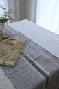 Casa Linen Runners - Charcoal with White & Black Stripes