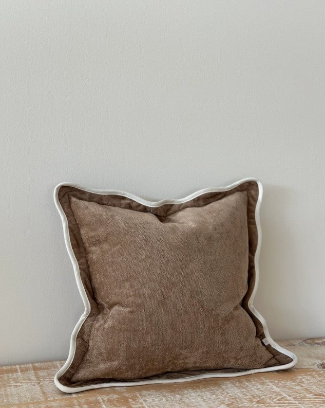 Chloe Coffee Scalloped Edge Pillow Cover