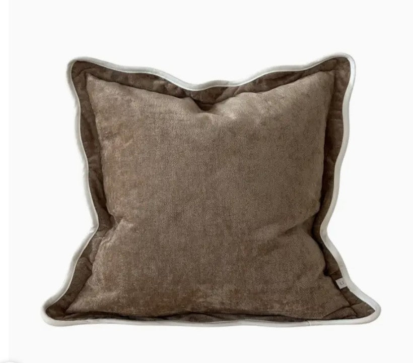 Chloe Coffee Scalloped Edge Cushion